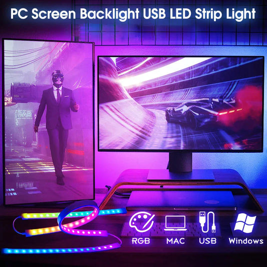 Luz LED RGB para Monitor con Control Remoto – Iluminación Trasera Gaming USB